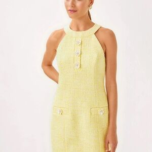 Lilly Pulitzer Yellow Tweed Dress “Margarete Skirted Romper” Size 16